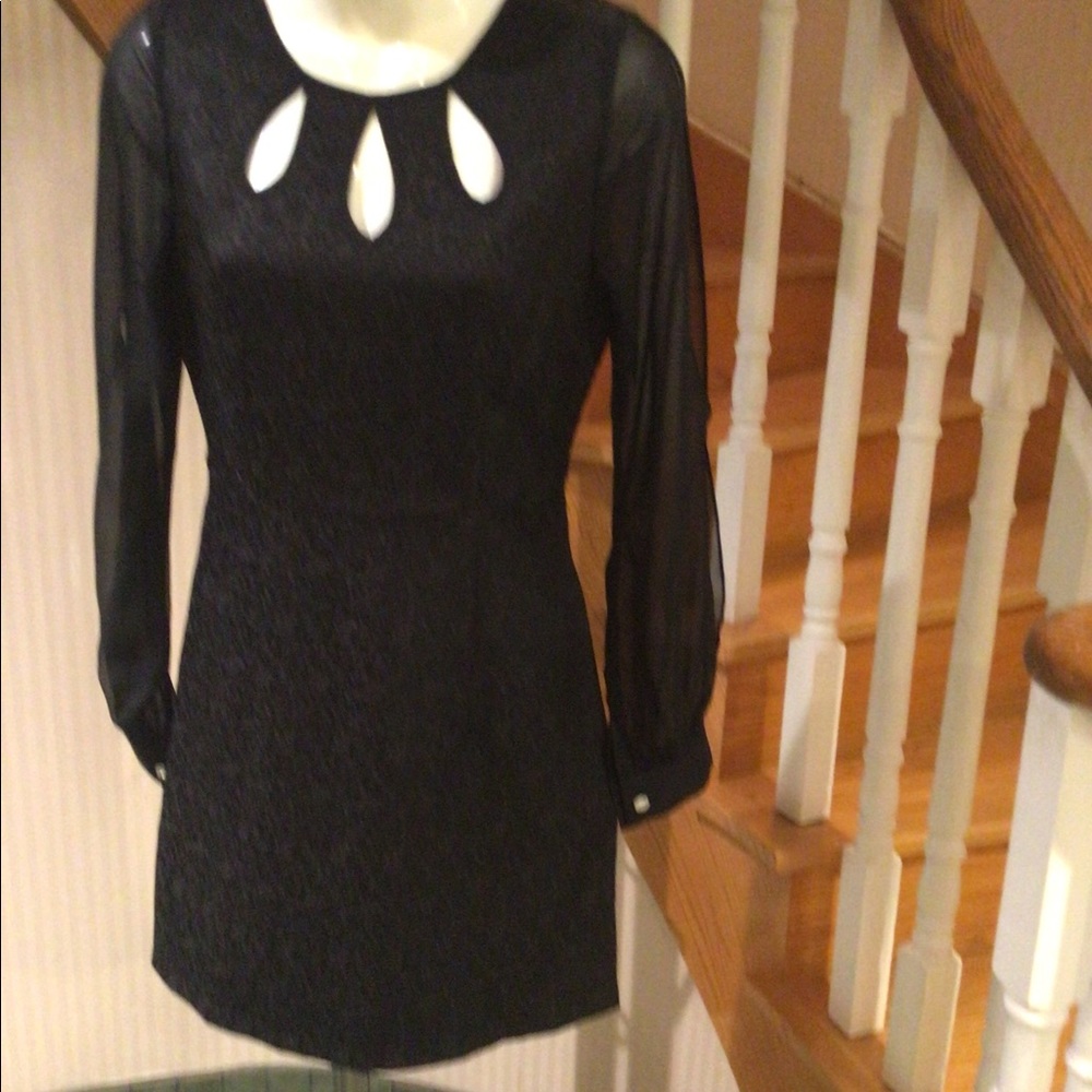 💕💕2XHost Pick💕💕NWOT elegant Black dress with long sleeves with side slits - Picture 1 of 6